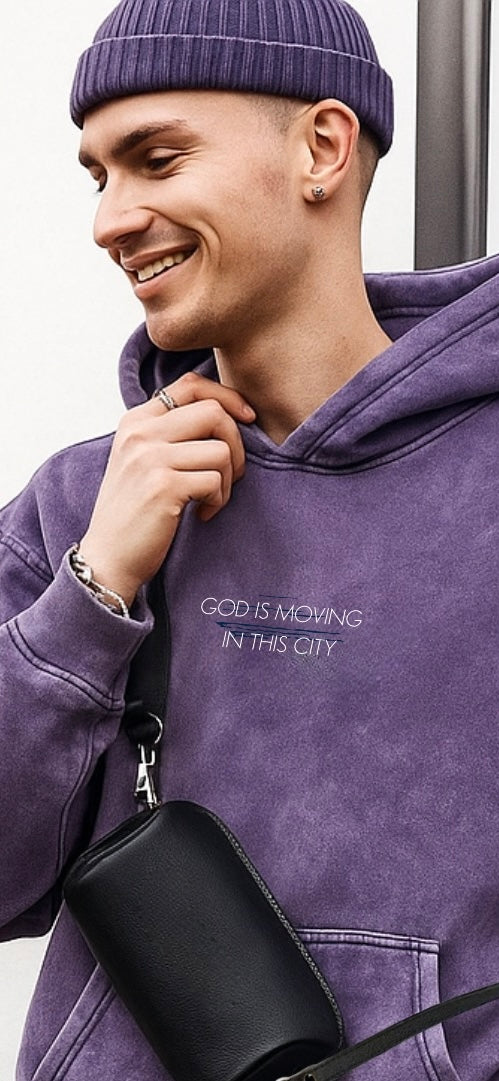 GOD CITY Acid Wash Oversize Hoodie