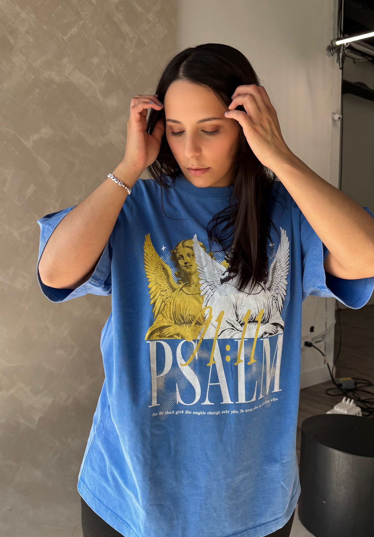 PSALM 91 ANGELS Acid Wash Oversize Tee
