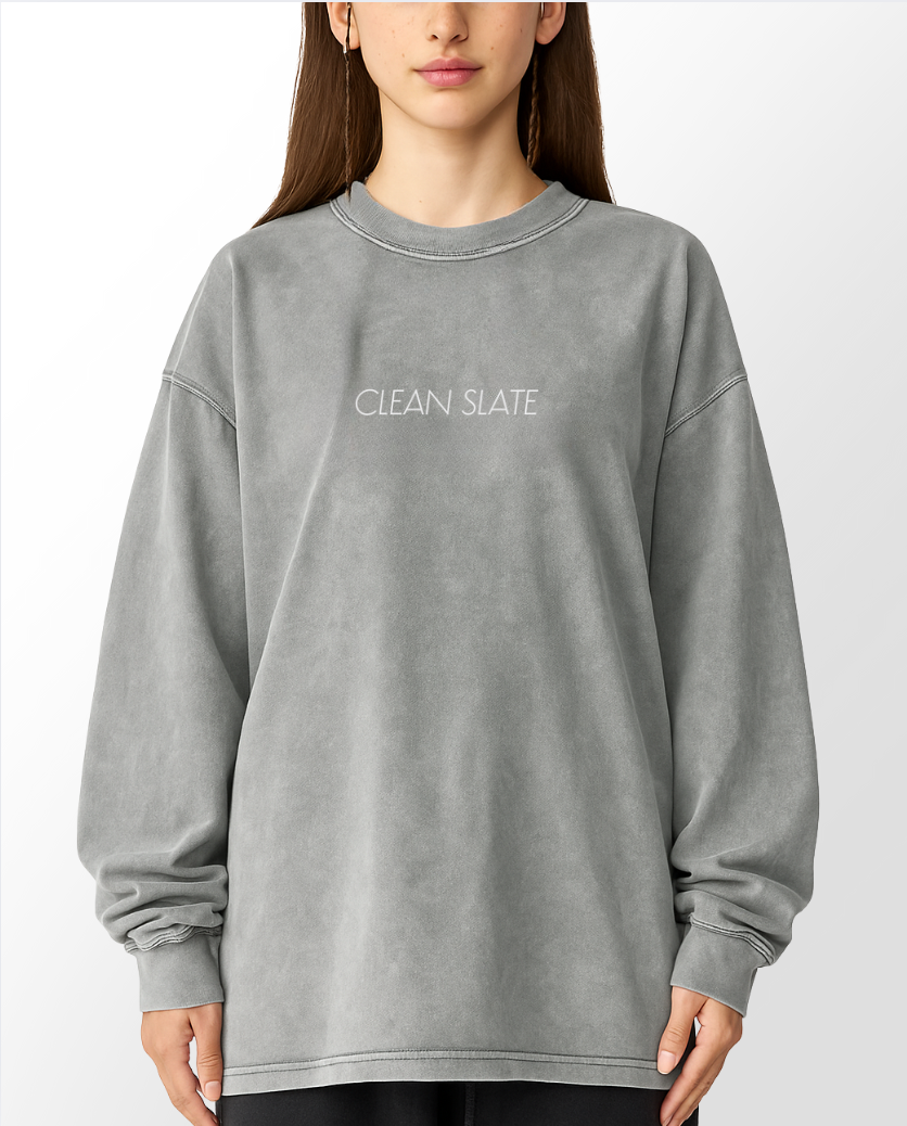 CLEAN SLATE Snow Washed Oversize Long Sleeve