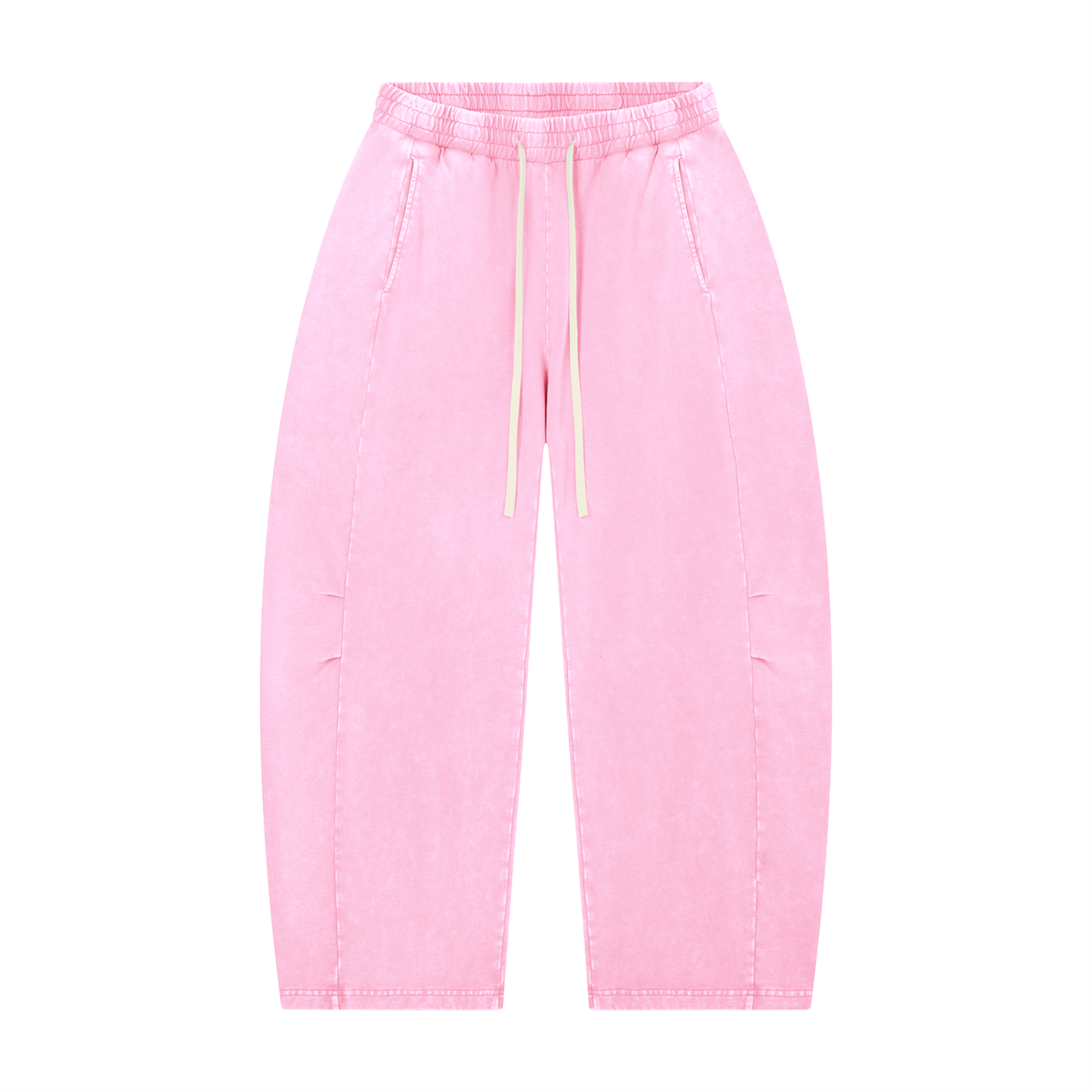 STYLE IT - Unisex Mineral Wash Barrel Leg Pants PINK
