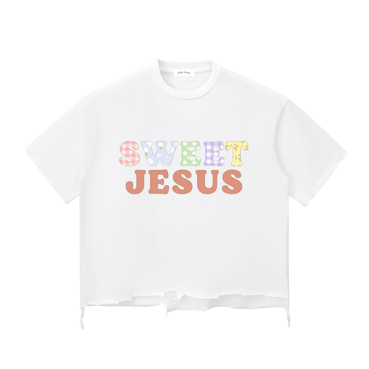 SWEET JESUS Snow Wash Raw-Hem Tee