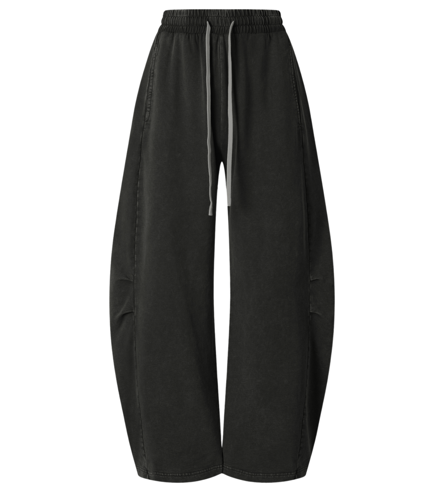 STYLE IT - Unisex Mineral Wash Barrel Leg Pants BLACK