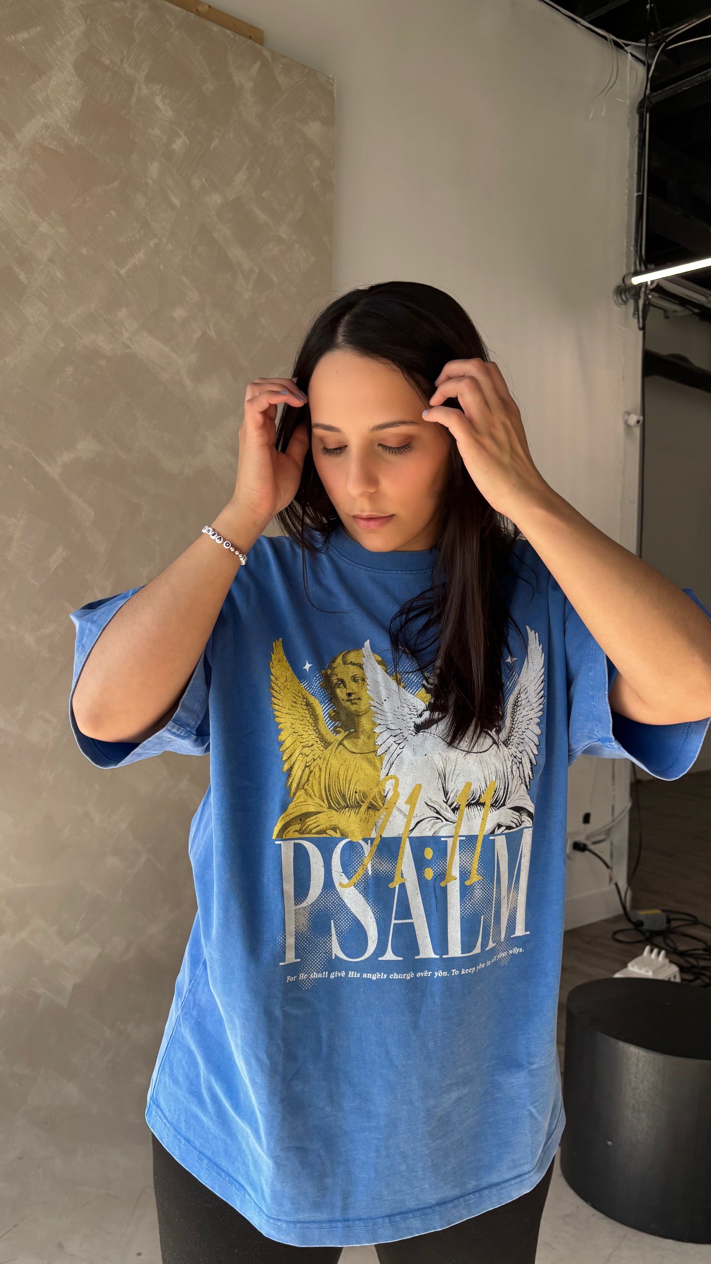 PSALM 91 ANGELS Acid Wash Oversize Tee