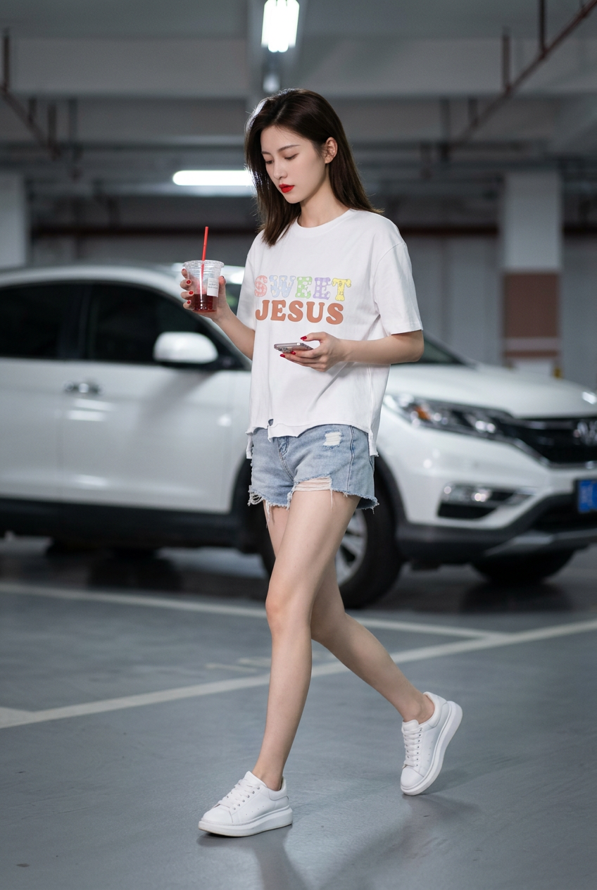 SWEET JESUS Snow Wash Raw-Hem Tee