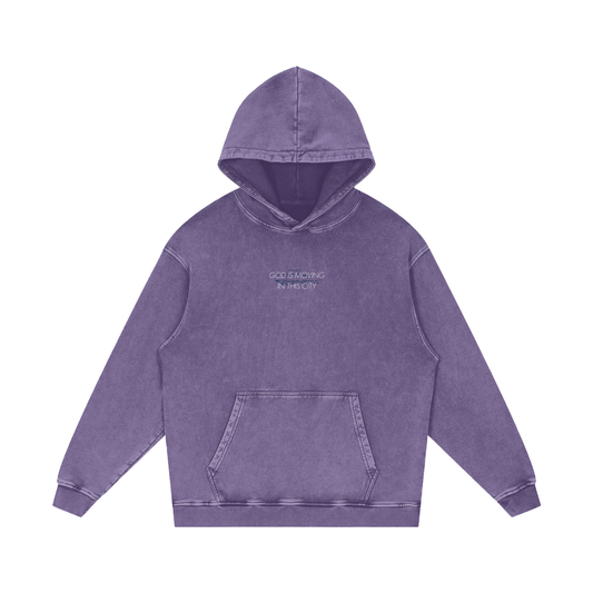 GOD CITY Acid Wash Oversize Hoodie
