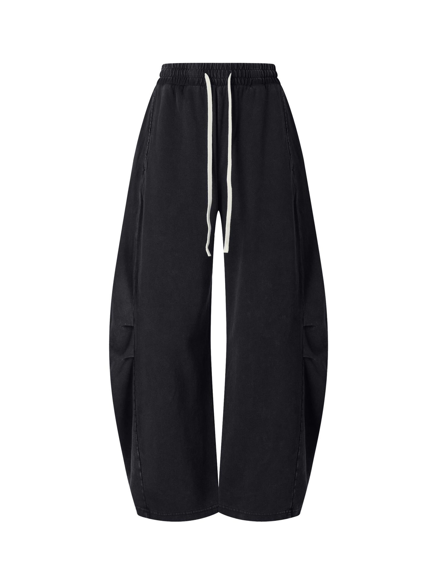 STYLE IT - Unisex Mineral Wash Barrel Leg Pants BLACK